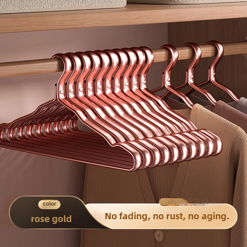 Space Aluminum Alloy Hanger Household Hanging Clothes Seamless Clothes Support Anti-slip Anti-shoulder Angle Light Luxury Metal Adult Drying Rack