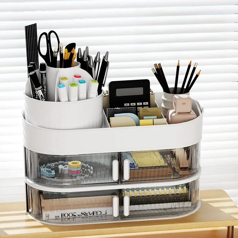 360掳 ROTATING COSMETIC STORAGE BOX 鈥?LARGE-CAPACITY MAKEUP & JEWELRY ORGANIZER WITH DRAWERS
