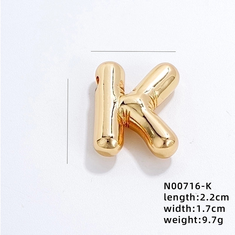 304 Stainless Steel Copper Gold Plated IG Style Minimalist Polishing Plating Letter Charms