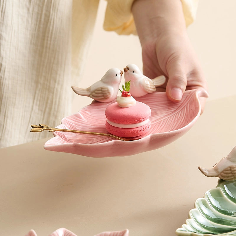 Bird Dim & Sum Plate Ceramic Jewelry Storage Plate Creative Cute Storage Rack Soap Dish Light Luxury High-end Plate