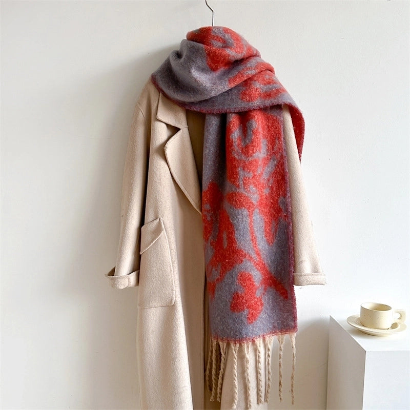 Women's Elegant Basic Minimalist Floral Imitation Cashmere Polyester Scarf