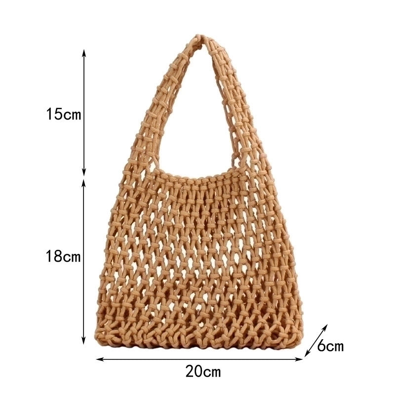 Women's Small Spring&summer Cotton Rope Solid Color Basic Square Open Straw Bag