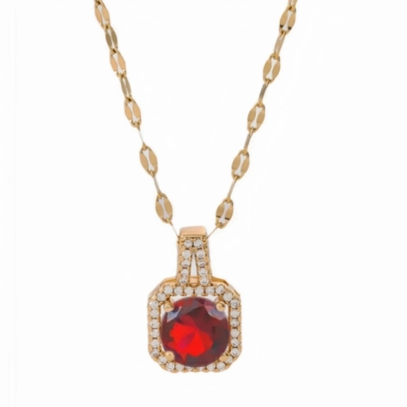 201 Stainless Steel White Gold Plated Gold Plated Classic Style Plating Inlay Square Glass Zircon Pendant Necklace