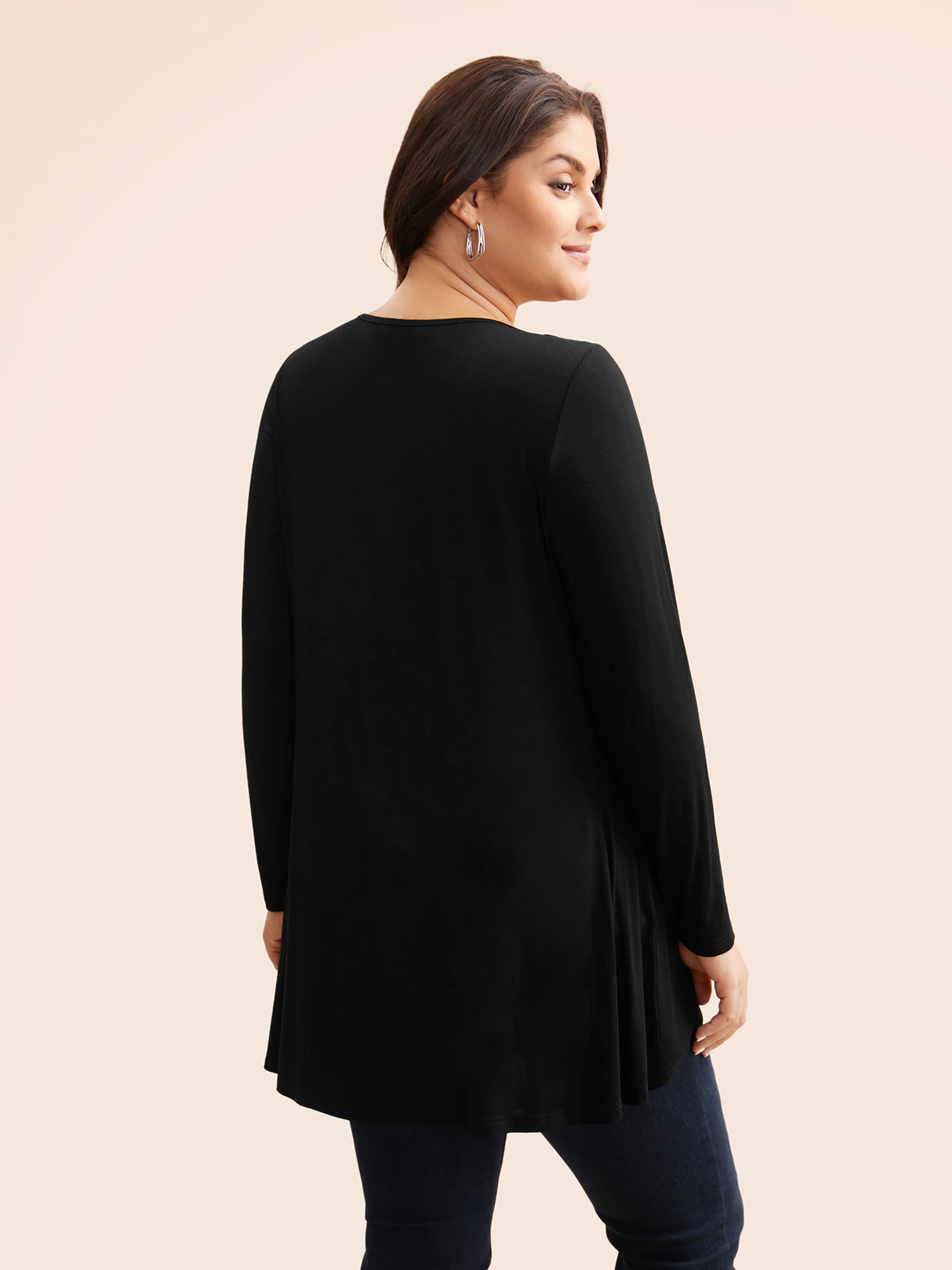 Solid Asymmetric Hem Jersey Top