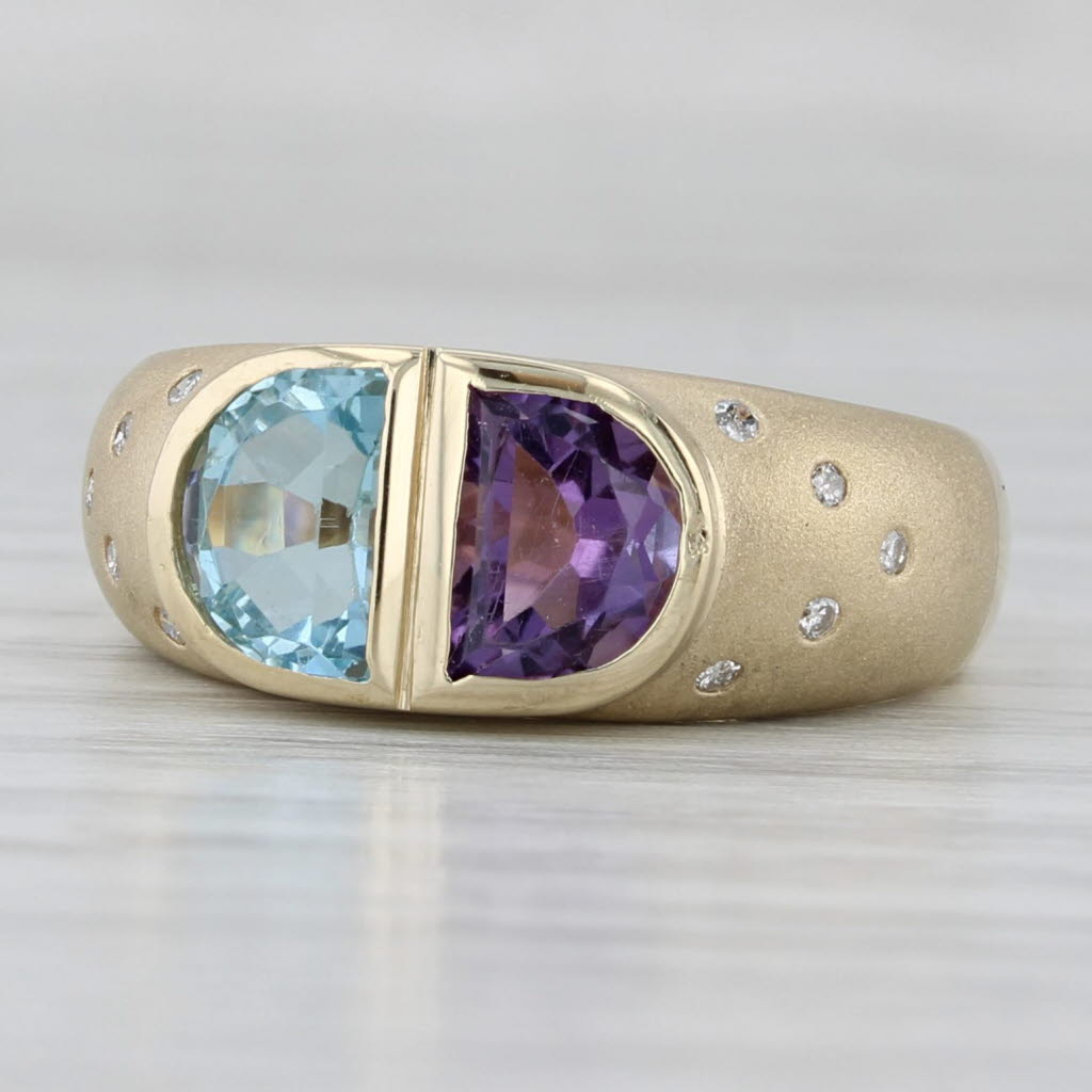 2.14ctw Amethyst Topaz Diamond Ring 14k Yellow Gold Size 6.5
