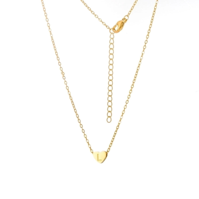 Stainless Steel Titanium Steel 18K Gold Plated Minimalist Letter Heart Shape None Pendant Necklace