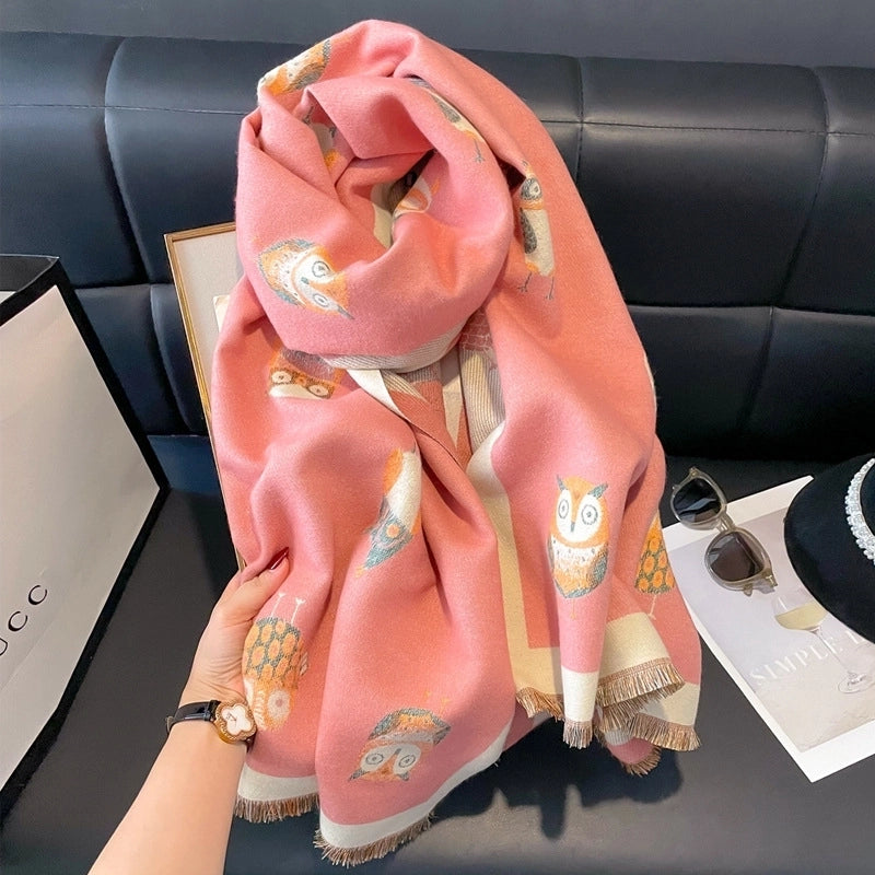Women's Cute Sweet Owl Polyester Shawl