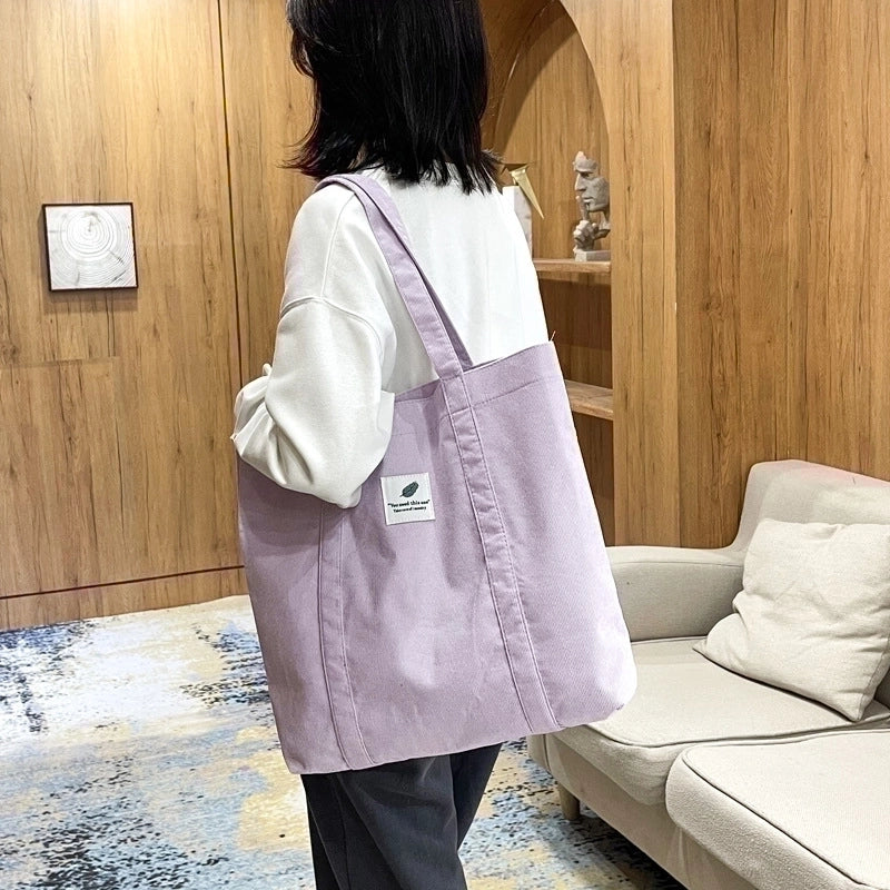 Unisex Fashion Solid Color Canvas Shopping Bags