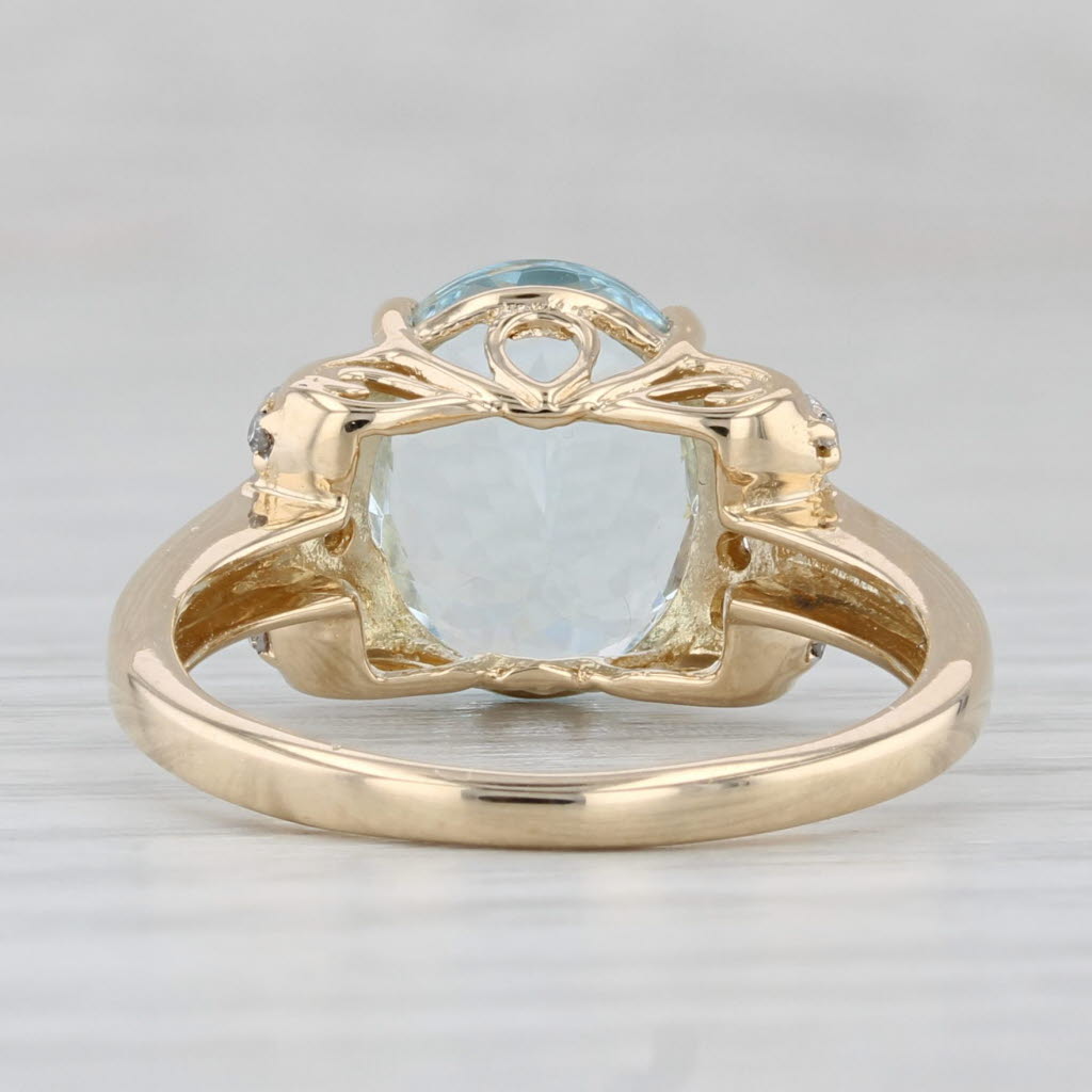 3.39ctw Oval Aquamarine Diamond Ring 14k Yellow Gold Size 7.25