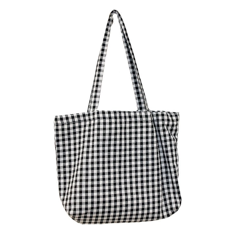 Classic Check Large Capacity Shoulder Bag Women's Style Summer Niche Solid Color Canvas Bag Handbag