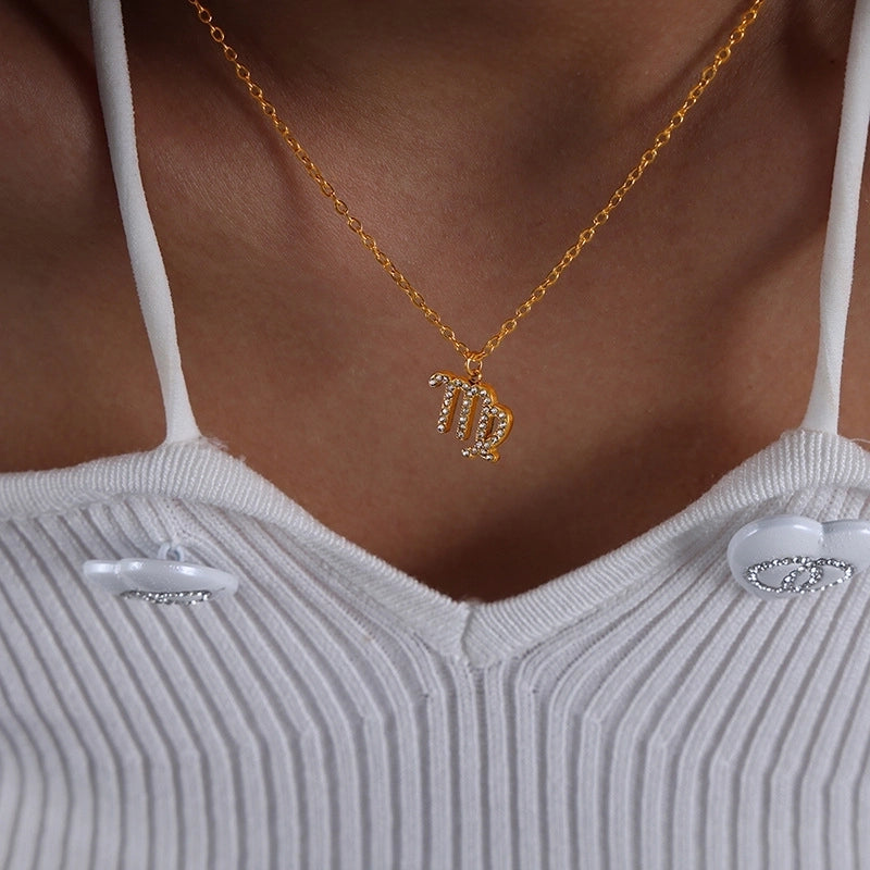 Minimalist Constellation Titanium Steel Zircon 18K Gold Plated Plating Inlay Pendant Necklace