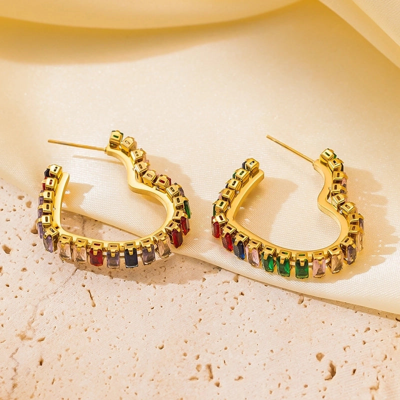 1 Pair Basic Minimalist Irregular Heart Shape Plating Titanium Steel Ear Studs