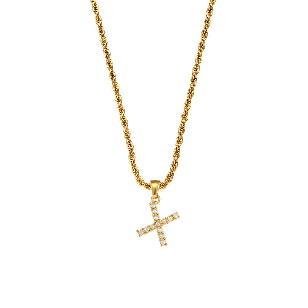 Fashion Letter Geometric Stainless Steel 18K Gold Plated Necklaces