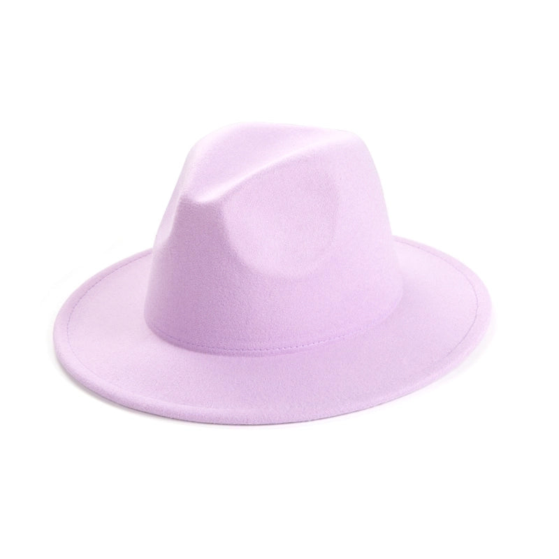 Unisex Elegant Solid Color Big Eaves Fedora Hat