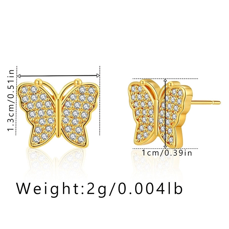 1 Pair Minimalist Geometric Inlay Copper Zircon 18K Gold Plated Ear Studs