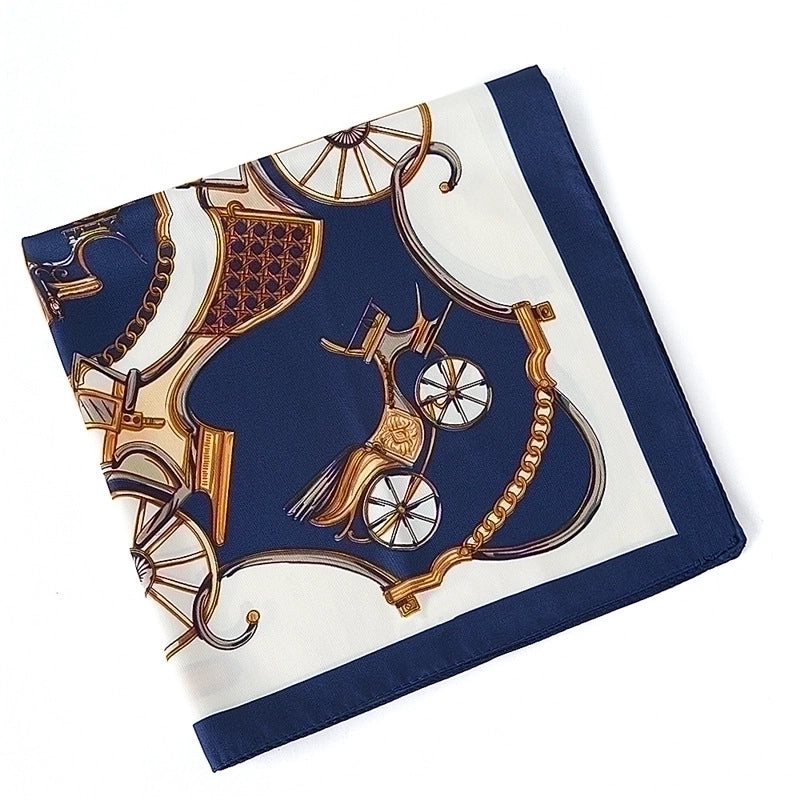 Ladies New 60cm Simulation Silk Twill Silk Carriage Flower Square Scarf