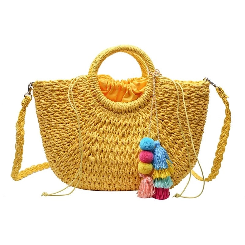 Women's All Seasons Straw Vintage Style Handbag Beach Bag