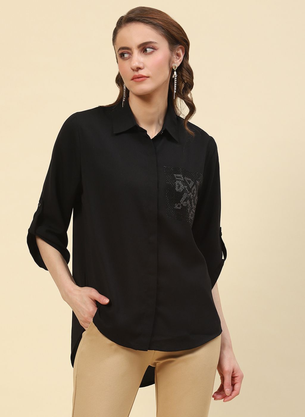 Women Black Plain Top