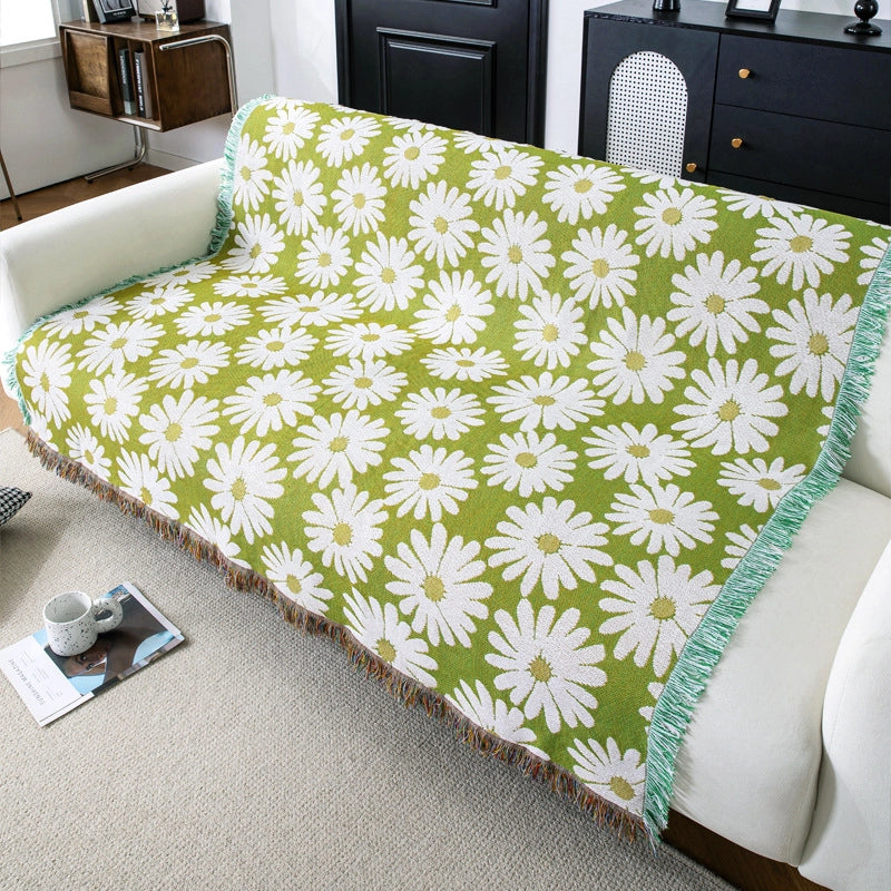 Elegant Classical Pastoral Floral Cotton Polyester Blanket Couch & Sofa Decor