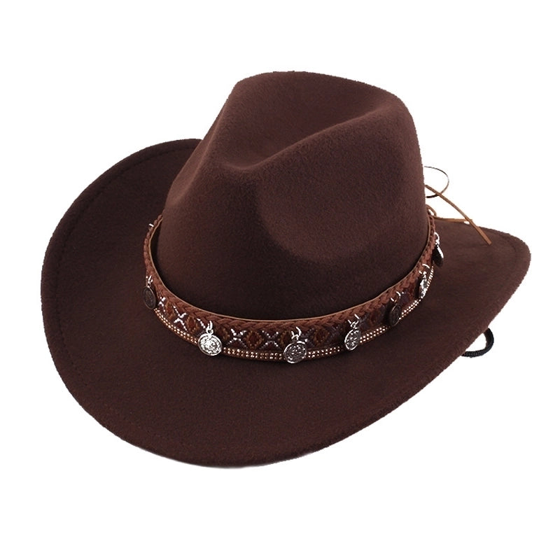 Ethnic Style Topper Hat Western Cowboy Hat Tibetan Tibetan Performance Hat Woolen Hat Central Retro Woolen Hat