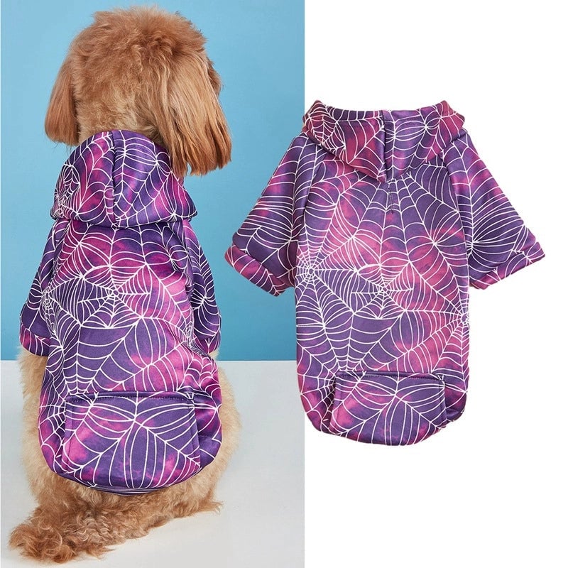 Funny Polyester Halloween Pumpkin Moon Spider Web Pet Clothing