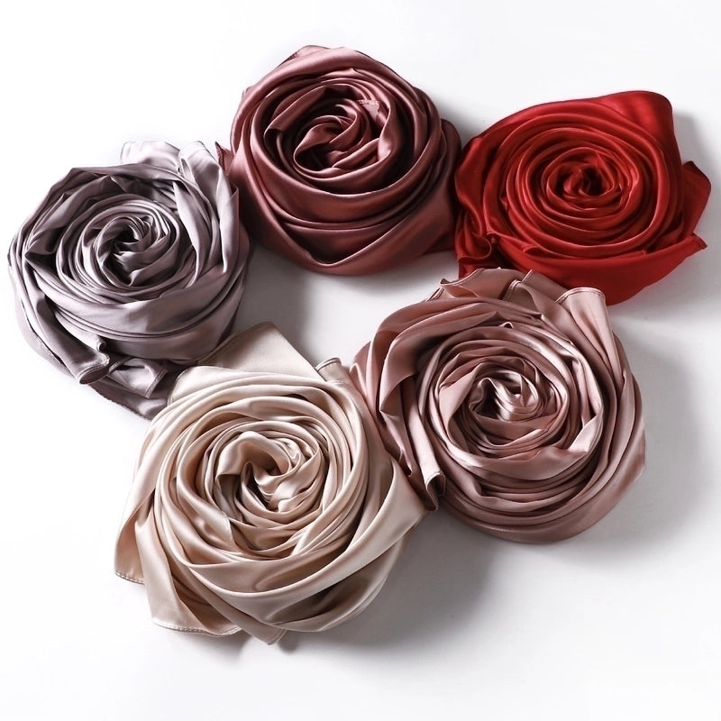 Women's Streetwear Solid Color Satin Winter Scarves