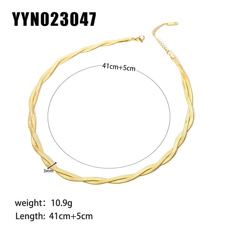 201 Stainless Steel 18K Gold Plated Modern Style Minimalist Streetwear Plating Solid Color Double Layer Necklaces