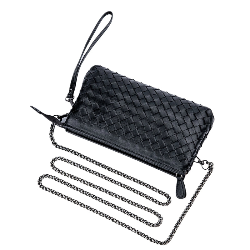 Women's Medium Leather Solid Color Vintage Style Classic Style Weave Square Zipper Crossbody Bag