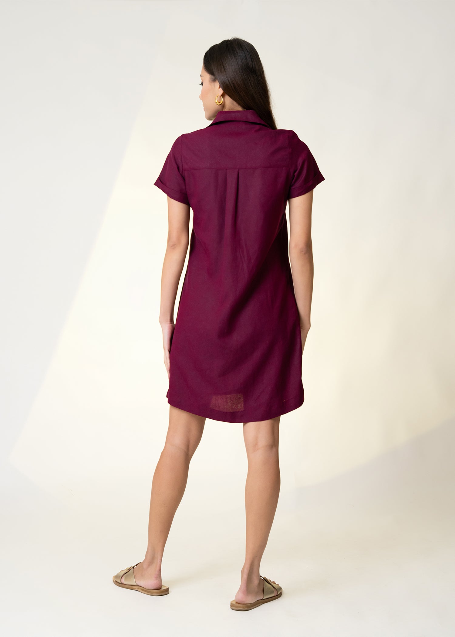 Double Pocket Shirt Dress With Collar