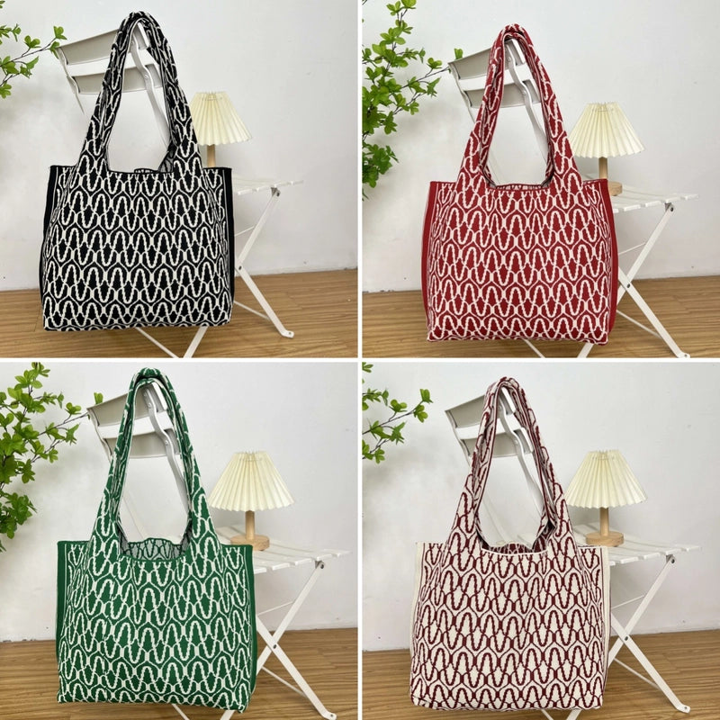 Women's Large Polyester Color Block Waves Streetwear Square Open Shoulder Bag