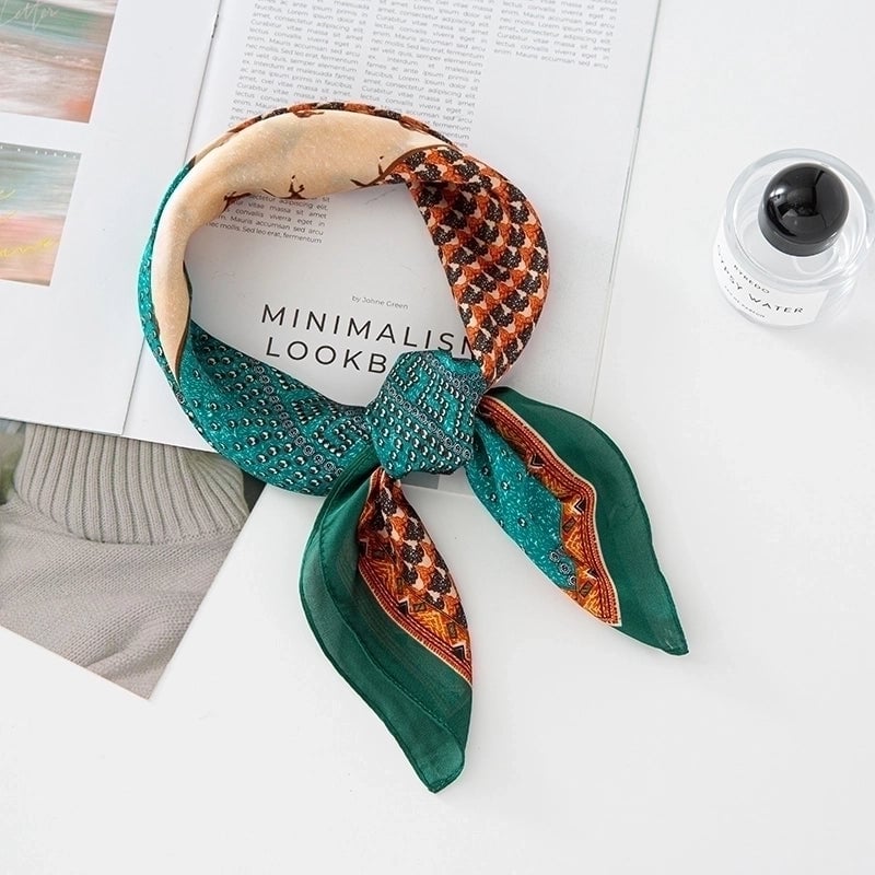Women's Pastoral Letter Rose Satin Printing And Dyeing Dyeing Flowers Bandanas