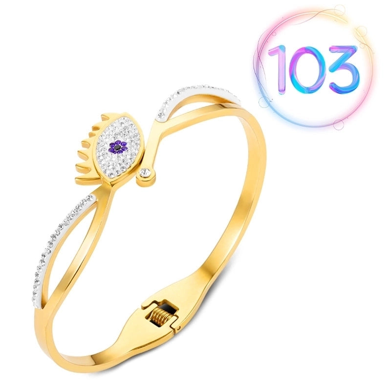 2 Pieces Fashion Geometric Stainless Steel Plating Zircon Bangle