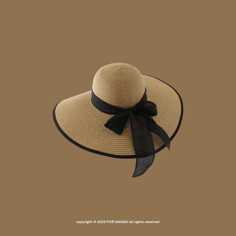 Women's Vacation Minimalist Letter Solid Color Big Eaves Straw Hat