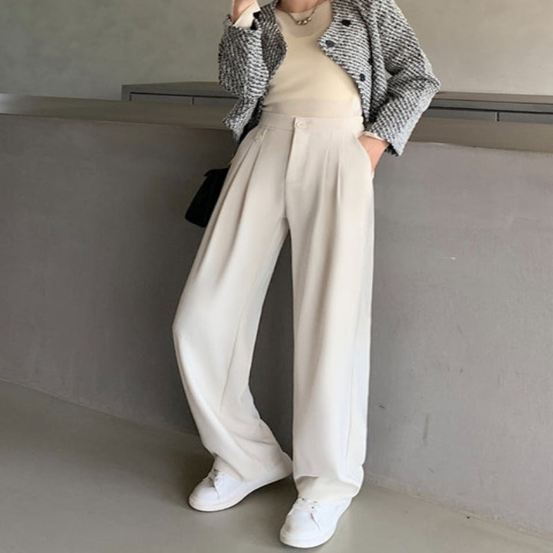 Casual Loose Fit High Waist Wide Leg Pants For Women