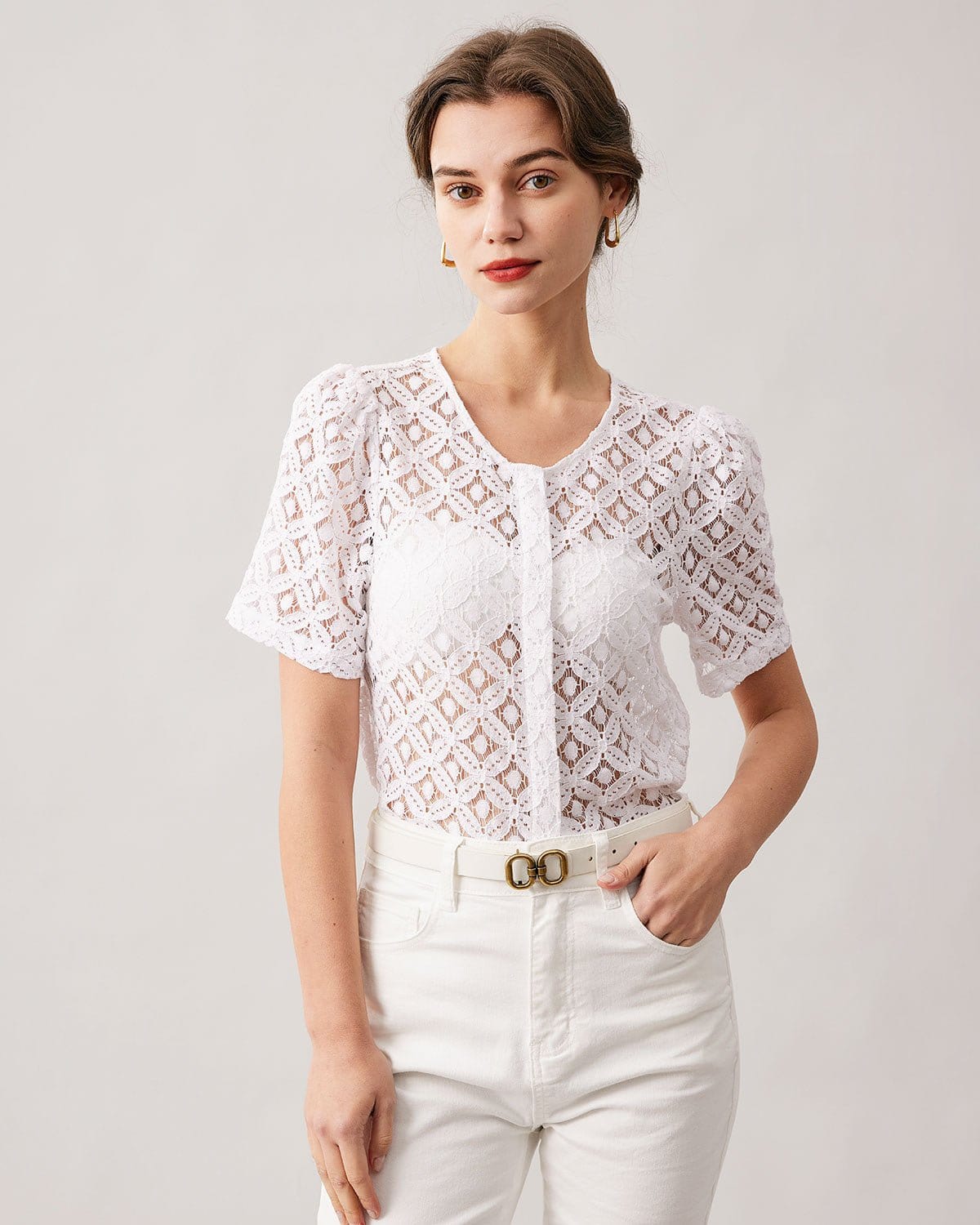 The White Lace Puff Sleeve Blouse