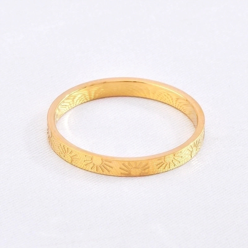 Minimalist Sun Solid Color Titanium Steel 18K Gold Plated Plating Rings