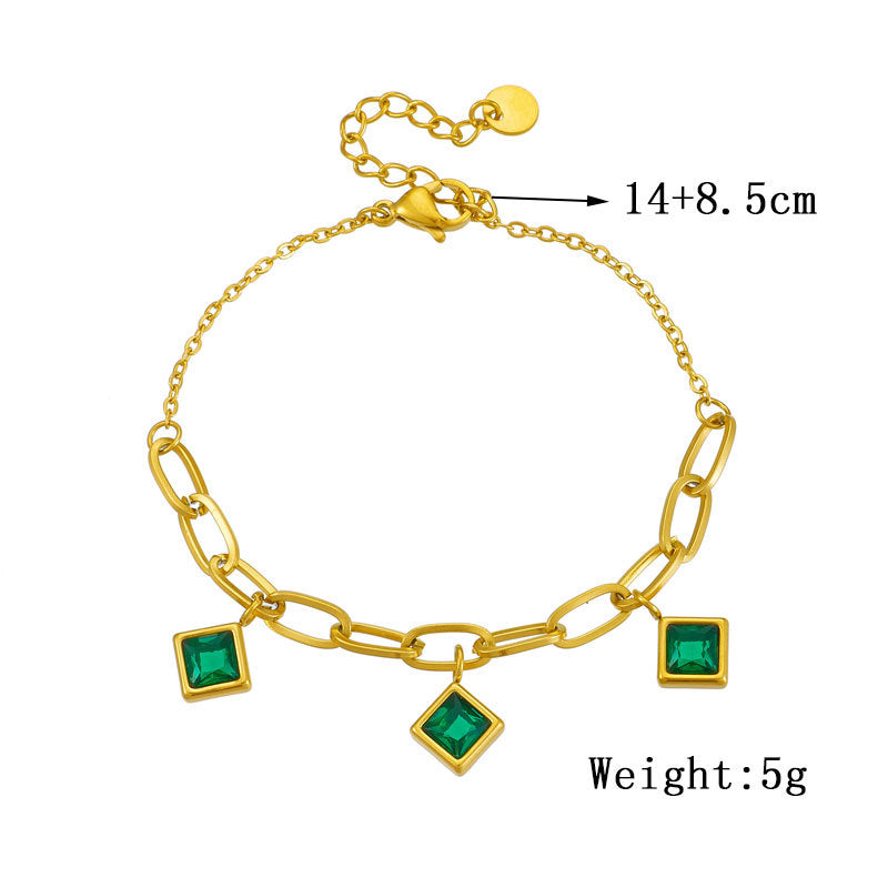 Fashion Square Chain Titanium Steel Electroplating Bangles