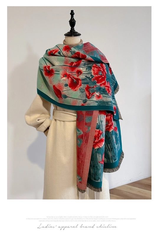 Women's Streetwear Flower Imitation Cashmere Scarf