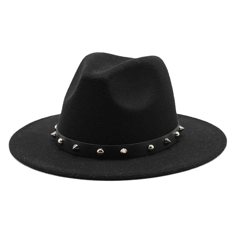 New Decorative Big Brim Jazz Hat  Personalized Top Hat Autumn And Winter Woolen Hat Western Cowboy Hat