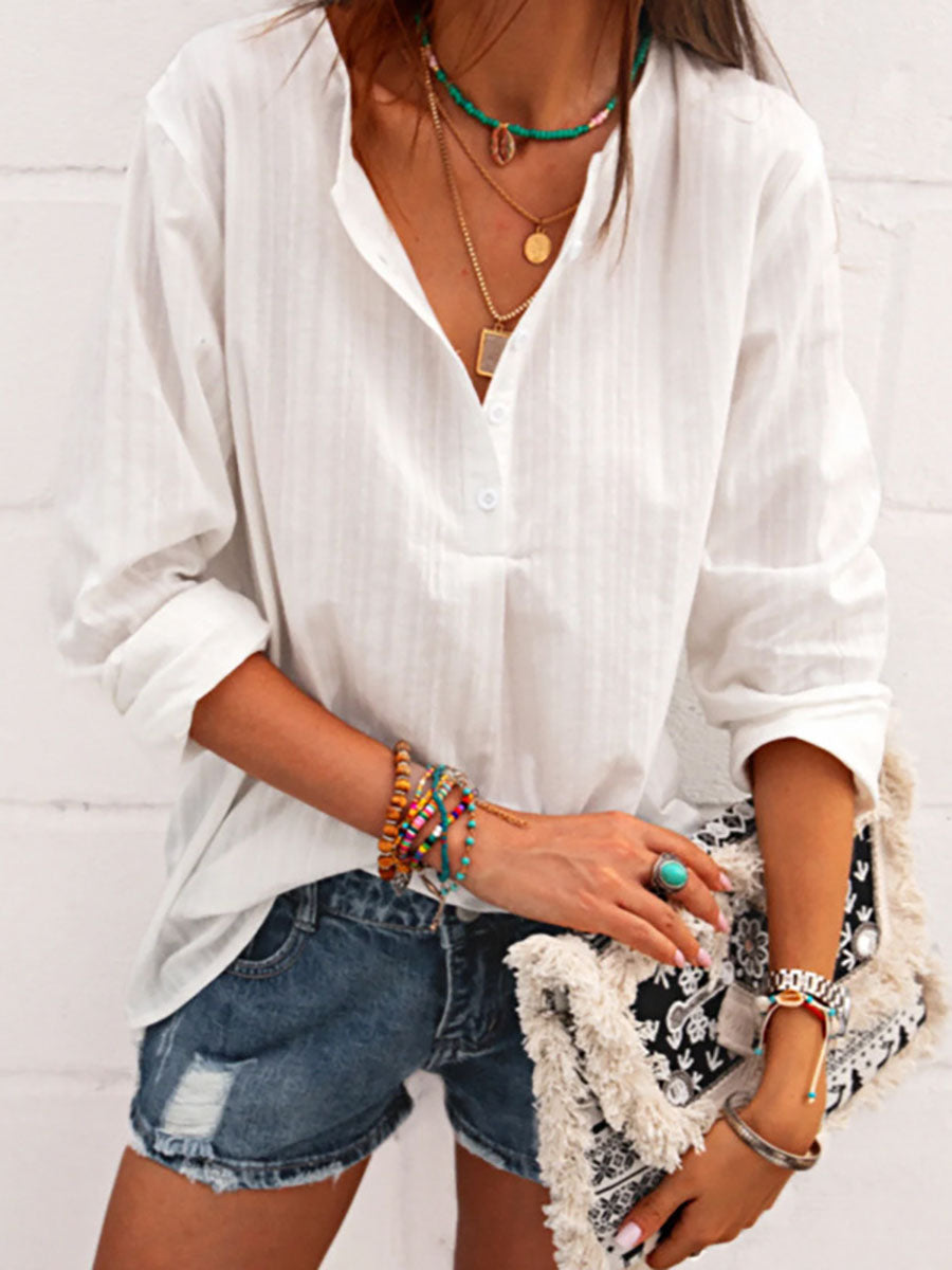 Fashion V-neck Striped Top