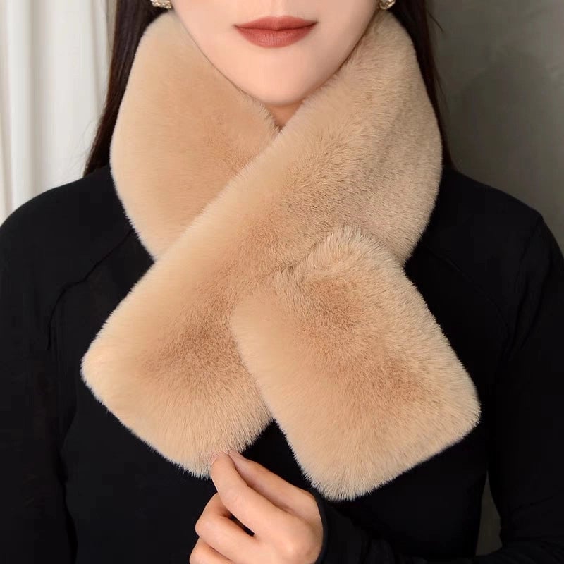 Flat Plush Scarf Imitation Rex Rabbit Hair Fashion Thickened Warm Scarf Advanced Sense Simple Flat Scarf