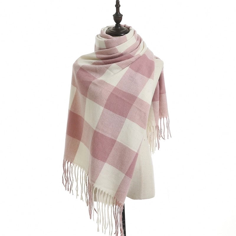 Women's Basic Minimalist Plaid Polyester Scarf