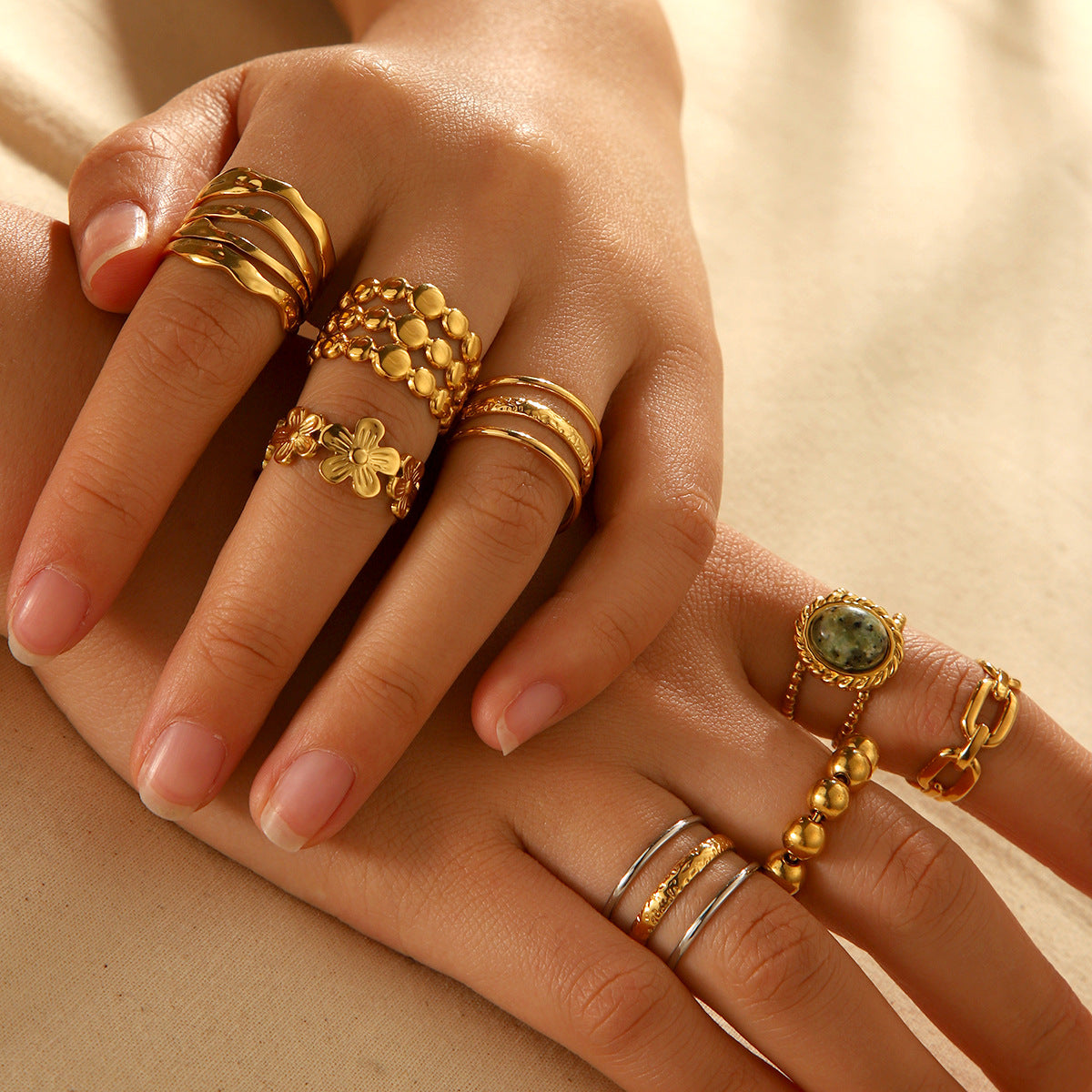 Ring Stripe Circle Geometric Stainless Steel Electroplating Rings