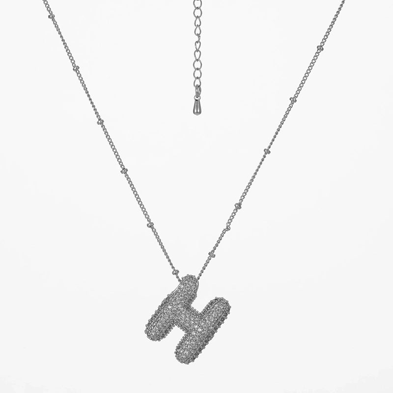Copper Gold Plated Silver Plated IG Style Minimalist Plating Inlay Letter Zircon Pendant Necklace