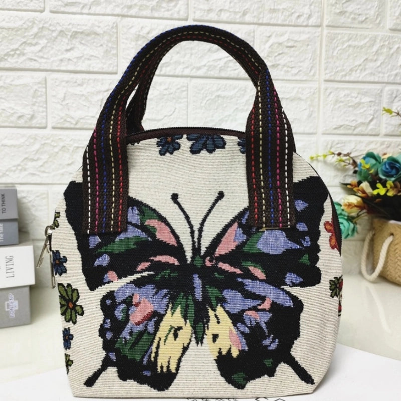 Women's Cotton And Linen Animal Cute Weave Shell Zipper Handbag