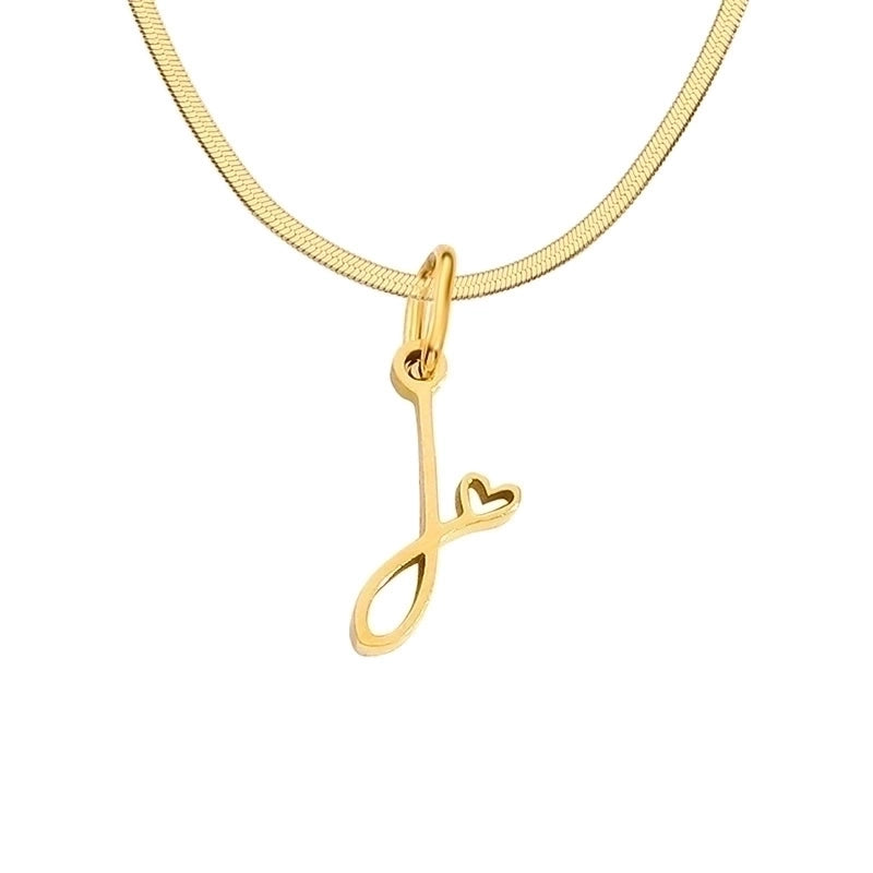 Stainless Steel Titanium Steel 14K Gold Plated Minimalist Plating Letter Heart Shape Pendant Necklace