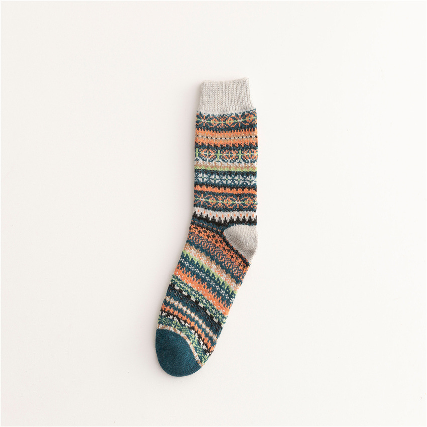 Soft Warm Retro Tribal Color Block Socks