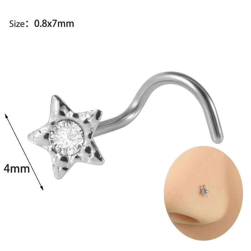 2 Pieces Nose Rings & Studs Minimalist Star 304 Stainless Steel Inlay Rhinestones