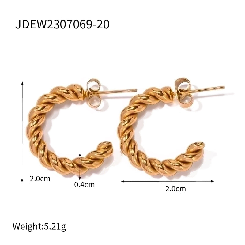 1 Pair IG Style C Shape Twist Plating 304 Stainless Steel Ear Studs