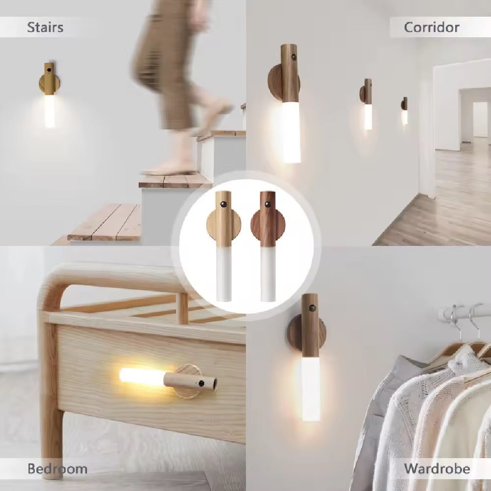 Modern rechargeable Wall-Mounted Wooden LED Light